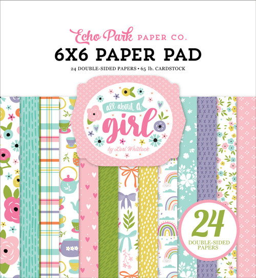 2 Pack Echo Park Double-Sided Paper Pad 6"X6" 24/Pkg-All About A Girl AG282023 - 793888058866