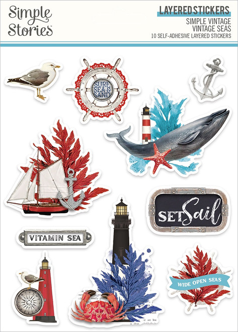 3 Pack Simple Vintage Vintage Seas Layered Stickers 10/PkgSVVS7828