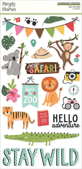 3 Pack Into The Wild Chipboard Stickers 6"X12"INT17616