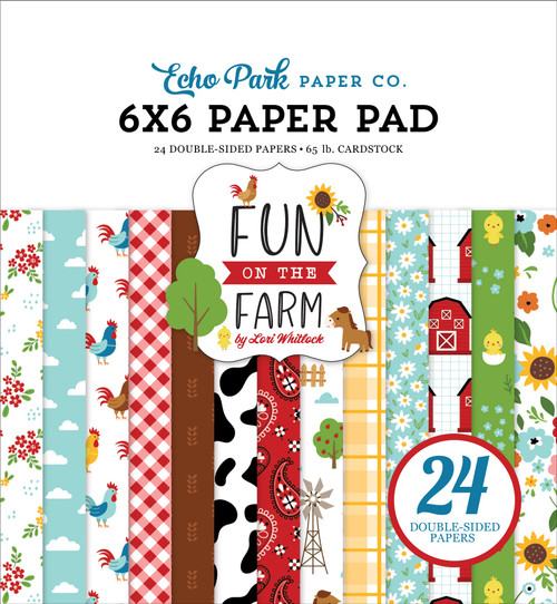 2 Pack Echo Park Double-Sided Paper Pad 6"X6" 24/Pkg-Fun On The Farm FF280023 - 793888055360