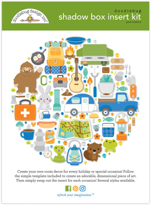 Doodlebug Design Shadow Box Insert Kit-Great Outdoors - DDSB7735 Doodlebug Design Shadow Box Insert Kit-Great Outdoors - DDSB7735