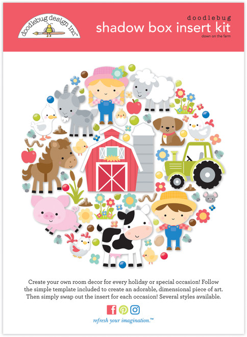 Doodlebug Design Shadow Box Insert Kit-Down On The Farm - DDSB7734