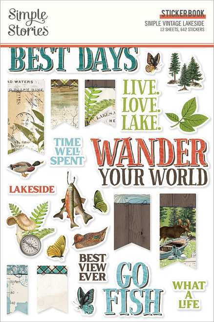 Simple Stories Sticker Book 12/Sheets-Simple Vintage Lakeside, 642/Pkg SVLA8024