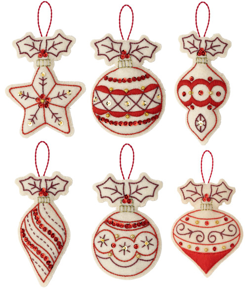 Bucilla Felt Ornaments Applique Kit Set Of 6-Classic Christmas 89508E - 046109895086