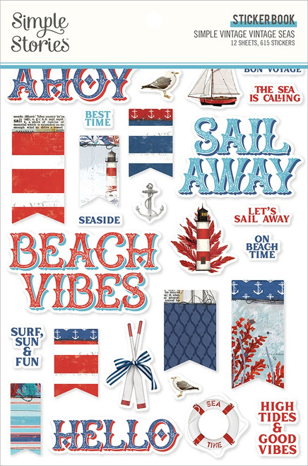 Simple Stories Sticker Book 12/Sheets-Simple Vintage Vintage Seas, 615/Pkg SVVS7824