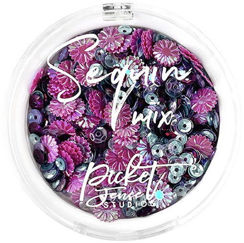 3 Pack Picket Fence Sequin Mix-Fuchsia Bottlecap Flowers -SQ-153 - 602309343873
