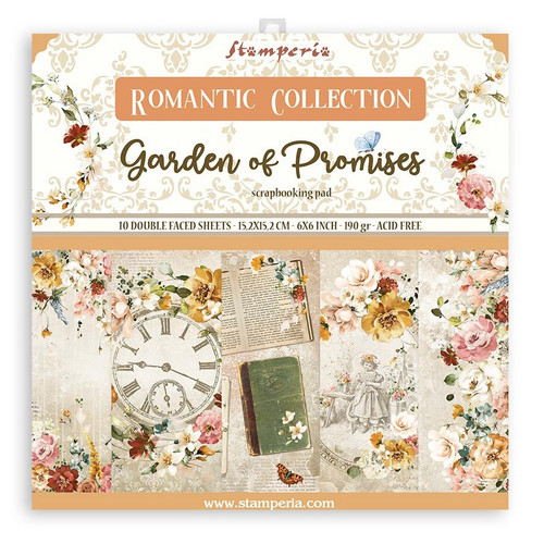 2 Pack Stamperia Double-Sided Paper Pad 6"X6" 10/Pkg-Garden Of Promises -SBBXS16 - 5993110022398
