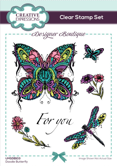 Creative Expressions Designer Boutique Clear Stamp 6"X4"-Doodle Butterfly UMSDB103