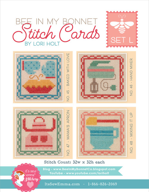 It's Sew Emma Stitch Cards 4/Pkg-Bee In My Bonnet Set L By Lori Holt - ISE463 - 672975768942