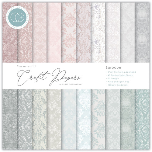 Craft Consortium Double-Sided Paper Pad 6"X6" 40/Pkg-Baroque, 20 Designs - CPAD020B - 50609219304235060921930423