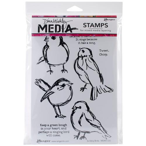 Dina Wakley Media Cling Stamps 6"X9"-Scribbly Birds - MDR-41320 - 789541041320