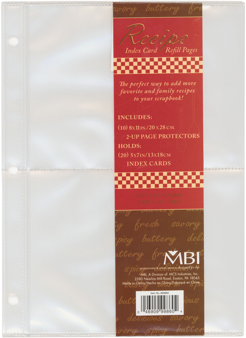 MBI Recipe 2-Up Refill Pages 10/Pkg-(20) 5"X7" Pockets - 899860 - 046909998604 MBI Recipe 2-Up Refill Pages 10/Pkg-(20) 5"X7" Pockets - 899860 - 046909998604