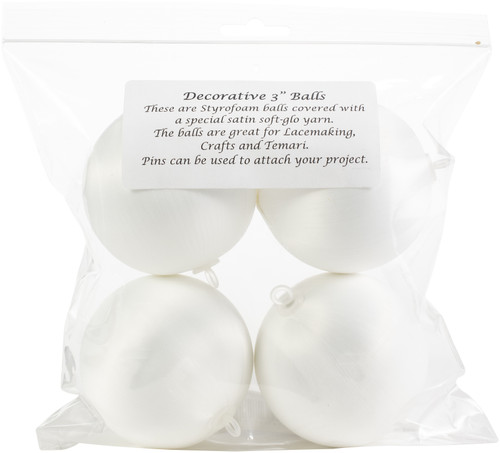 Handy Hands Decor Satin Covered Styrofoam Balls 3" 4/Pkg-White - SBN3-WH - 769826327271