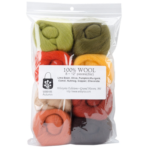 Wistyria Editions Wool Roving 15" .25oz 8/Pkg-Autumn - WR-891 - 893812001750