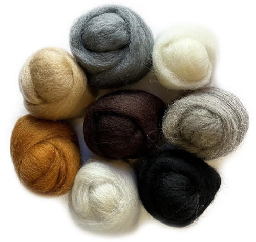 Wistyria Editions Wool Roving 15" .25oz 8/Pkg-Furry Friends WR-892