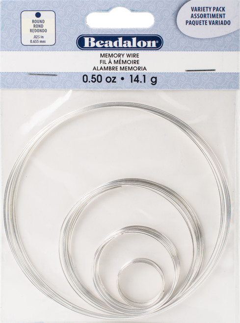 Beadalon Memory Wire Combo Pack .62mm .5oz-Silver-Plated 15 Coils 347B-199 - 035926092983