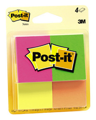 Post-It Notes 1.5"X2" 4/Pkg-Capetown W/50 Sheets - 653-4AF - 021200590184