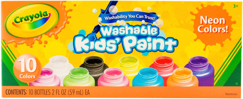 Crayola Washable Kids Paint 2oz 10/Pkg-Neon 54-2390 - 071662023904