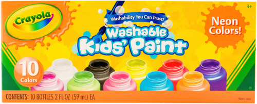 Crayola Washable Kids Paint 2oz 10/Pkg-Neon - 54-2390 - 071662023904