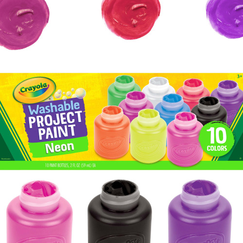 Crayola Washable Kids Paint 2oz 10/Pkg-Neon - 54-2390 Crayola Washable Kids Paint 2oz 10/Pkg-Neon - 54-2390