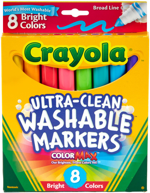Crayola Ultra-Clean Color Max Broad Line Washable Markers-Bright Colors 8/Pkg -58-7819 - 071662078195