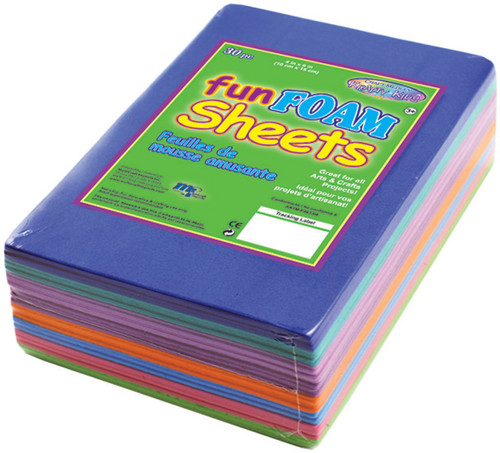 Krafty Kids Foam Sheets 4"X6" 1.5mm 30/Pkg-Fashion Colors GC044-B - 775749117493