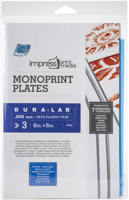 Grafix Impress Monoprint Plates 3/Pkg-6"X8" K30DC683 - 096701144464