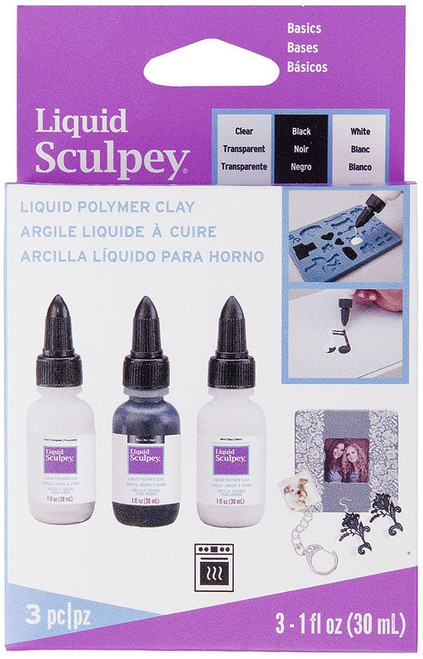 Sculpey Liquid Polymer Clay Basics 3/Pkg-Clear, Black, White - ALSTNT1 - 715891141175