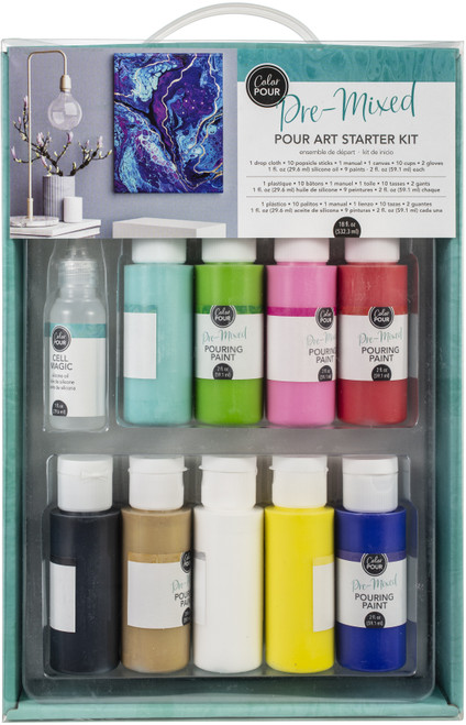 American Crafts Color Pour Pre-Mixed Pour Art Starter Kit- - 348493 - 718813484930