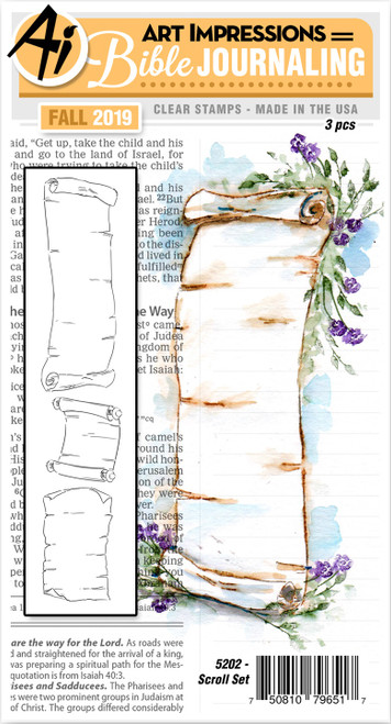 Art Impressions Bible Journaling Watercolor Rubber Stamps-Scroll -WC5202 - 750810796517
