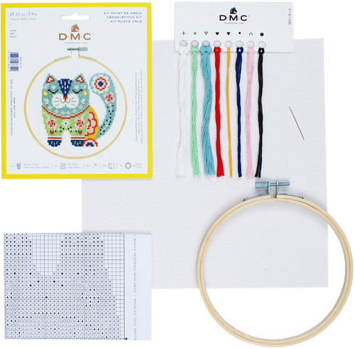DMC Stitch Kit 6" Diameter-Cat (14 Count) - BKL-1914 DMC Stitch Kit 6" Diameter-Cat (14 Count) - BKL-1914