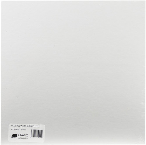 Grafix Medium Weight Chipboard Sheets 12"X12" 25/Pkg-White CB12-25W - 096701140992