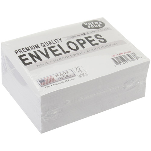 Leader A2 Envelopes (4.375"X5.75") 100/Pkg-White A2100