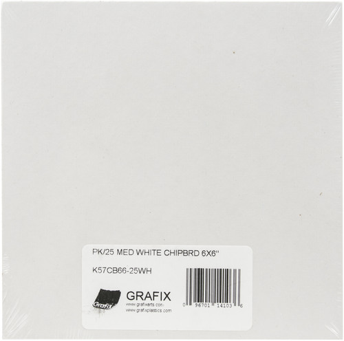 Grafix Medium Weight Chipboard Sheets 6"X6" 25/Pkg-White CB66-25W - 096701141036