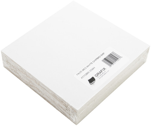 Grafix Medium Weight Chipboard Sheets 6"X6" 25/Pkg-White - CB66-25W