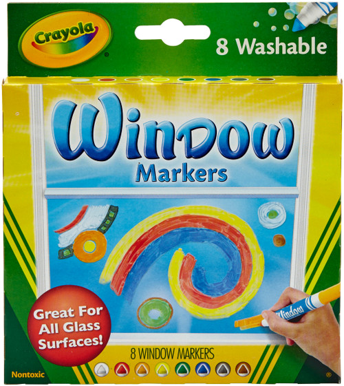 3 Pack Crayola Washable Window Markers-Assorted Colors 8/Pkg -58-8165 - 071662081652
