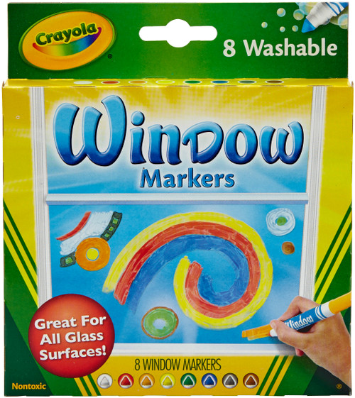 3 Pack Crayola Washable Window Markers 8/Pkg-Assorted Colors 58-8165 - 071662081652