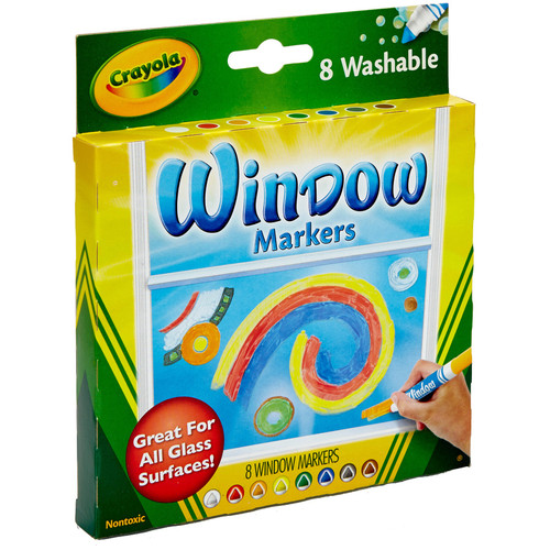 3 Pack - Crayola Washable Window Markers 8/Pkg-Assorted Colors - 58-8165