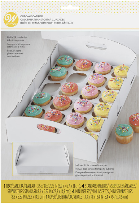 3 Pack Wilton Cupcake Box Folding Tray-24 Cavity White W50729 - 070896307293