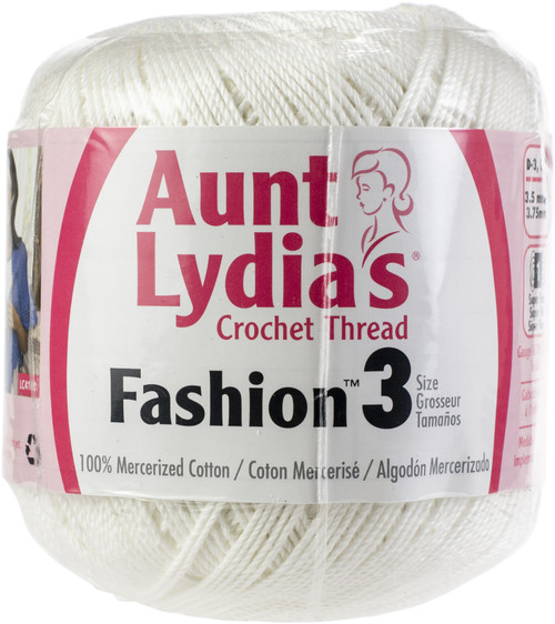 3 Pack Aunt Lydia's Fashion Crochet Thread Size 3-White -182-201 - 073650767388