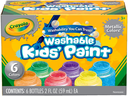 2 Pack Crayola Washable Kids Paint 2oz 6/Pkg-Metallic 54-5000 - 071662650001