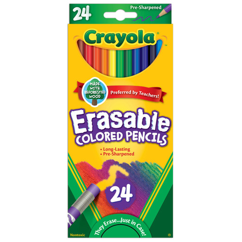 2 Pack Crayola Erasable Colored Pencils-24/Pkg Long 68-2424 - 071662034245