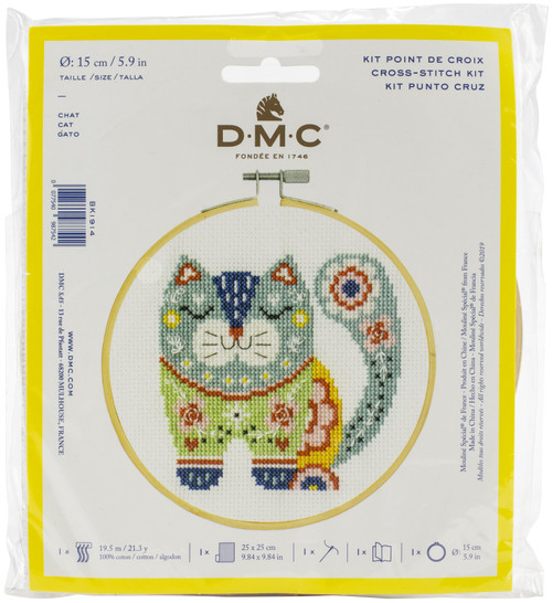3 Pack - DMC Stitch Kit 6" Diameter-Cat (14 Count) - BKL-1914 - 077540987542