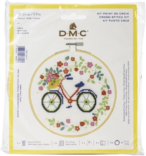 3 Pack - DMC Stitch Kit 6" Diameter-Bicycle (14 Count) - BKL-1917 - 077540987603