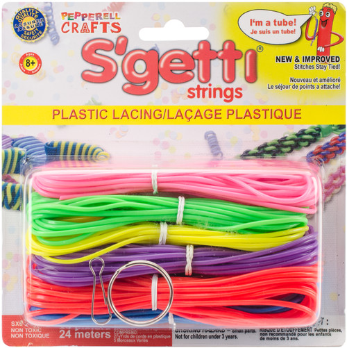 6 Pack Pepperell S'getti Strings Plastic Lacing 27yd-Neon SX6-2 - 725879241018