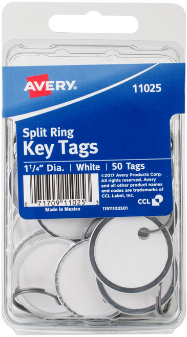 2 Pack Avery White Metal Rim Key Tags 1.25" 50/Pkg-11025 - 071709110253