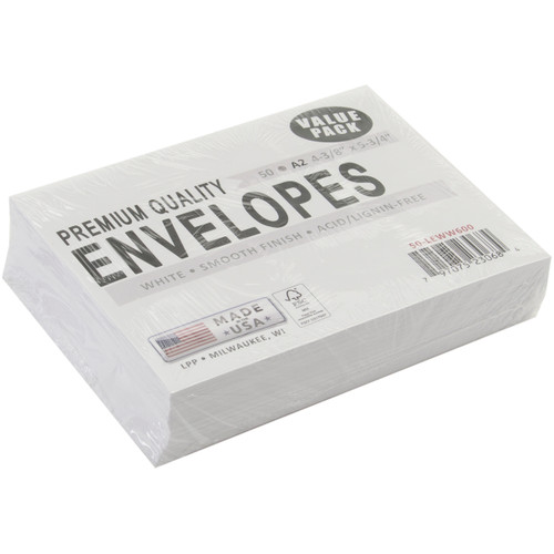 Leader A2 Envelopes (4.375"X5.75") 50/Pkg-White - A250