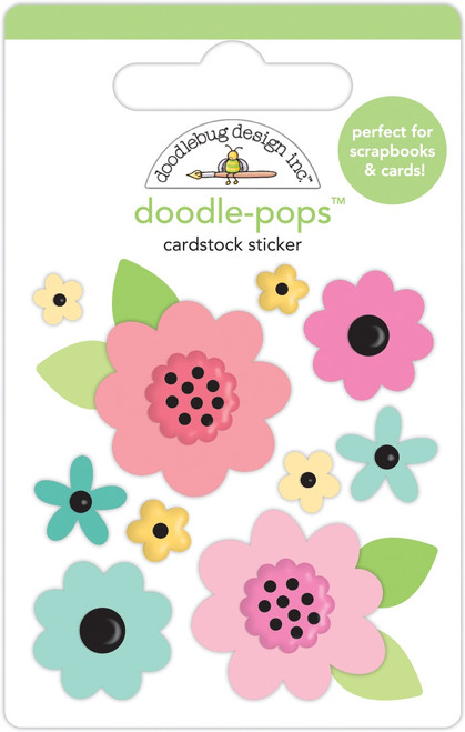 6 Pack Doodlebug Doodle-Pops 3D Stickers-Flower Garden DP7360 - 842715073609