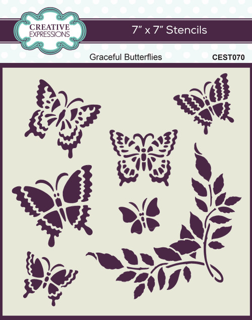2 Pack Creative Expressions 7"X7" Stencil-Graceful Butterflies CEST070