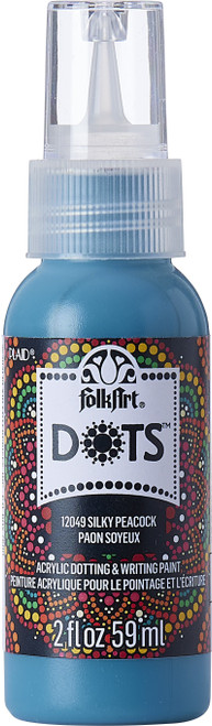 Folkart Dots Acrylic Paint 2oz-Silky Peacock FADOT2OZ-12049 - 028995120497